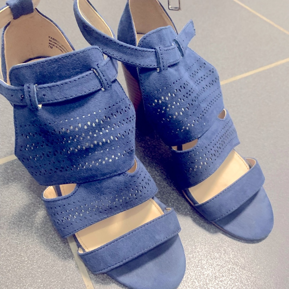 Violet and Red platform sandals